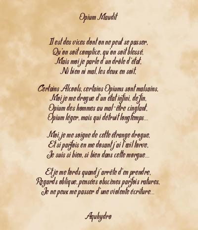 Le poème en image: Opium Maudit