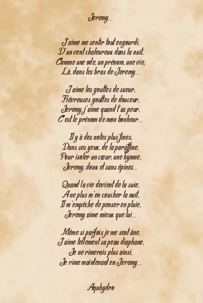 Le poème en image: Jeremy…