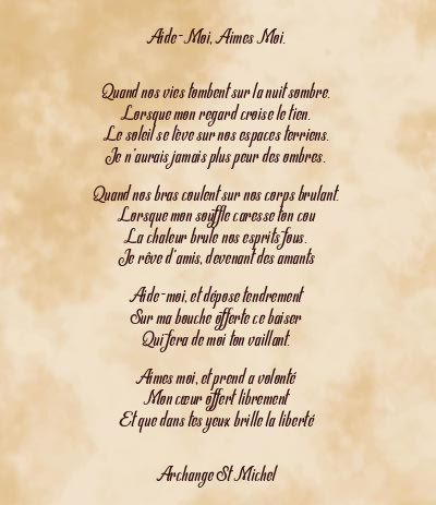 Le poème en image: Aide-Moi, Aimes Moi.