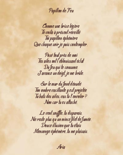 Le poème en image: Papillon De Feu