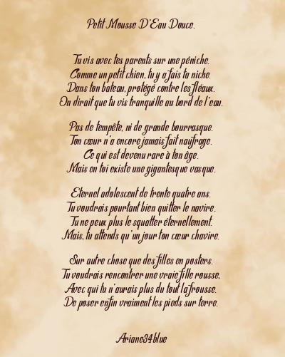 Le poème en image: Petit Mousse D’eau Douce.