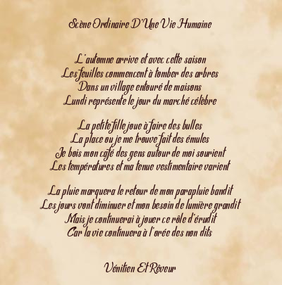 Le poème en image: Scène Ordinaire D’une Vie Humaine