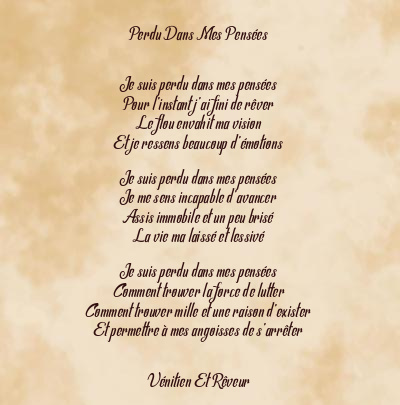Le poème en image: Perdu Dans Mes Pensées