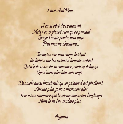 Le poème en image: Love And Pain…