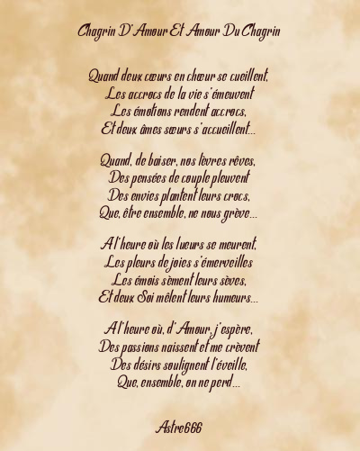 Le poème en image: Chagrin D’amour Et Amour Du Chagrin