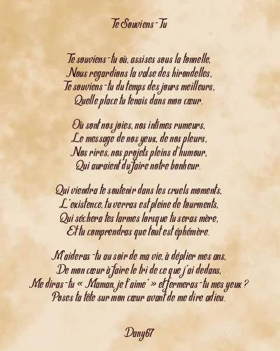 Le poème en image: Te Souviens-Tu