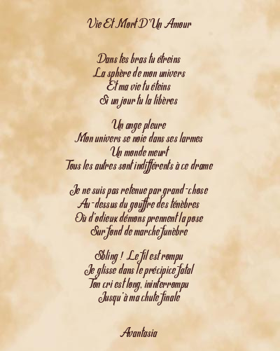 Le poème en image: Vie Et Mort D’un Amour