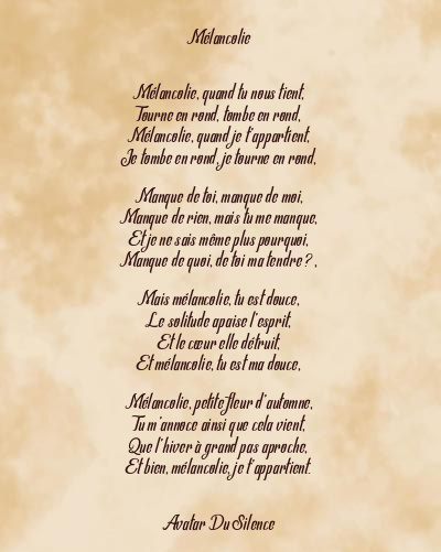 Le poème en image: Mélancolie