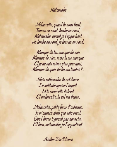 Le poème en image: Mélancolie