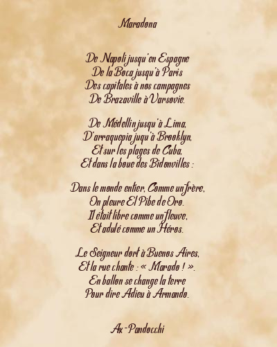 Le poème en image: Adios Diego