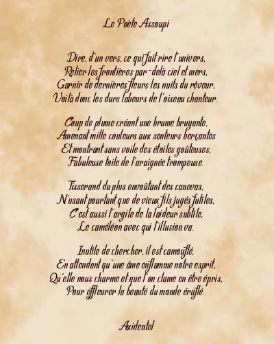 Le poème en image: Le Poète Assoupi