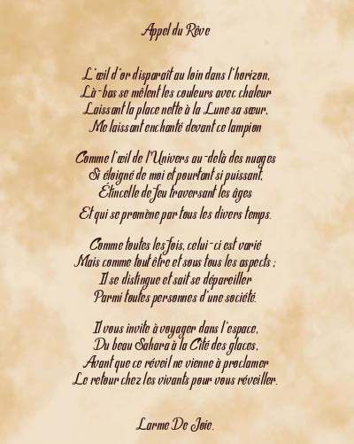 Le poème en image: Appel Du Rêve