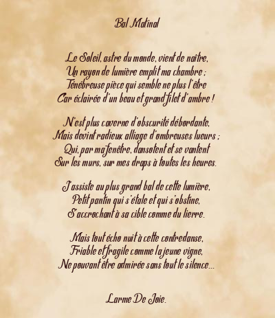 Le poème en image: Bal Matinal