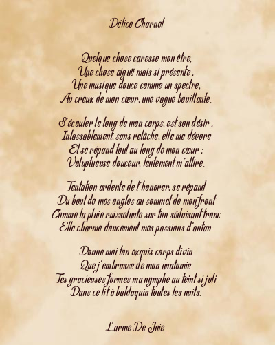 Le poème en image: Délice Charnel