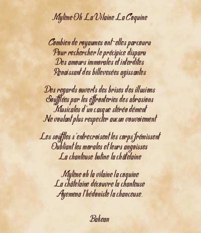 Le poème en image: Mylène Oh La Vilaine La Coquine