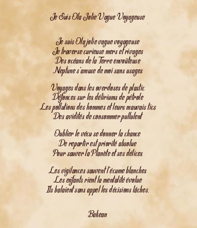 Le poème en image: Je Suis Ola Jolie Vague Voyageuse