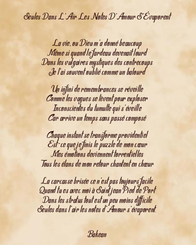 Le poème en image: Seules Dans L’air Les Notes D’amour S’évaporent