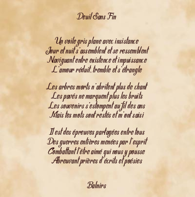 Le poème en image: Deuil Sans Fin