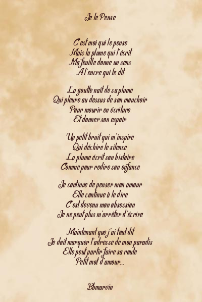 Le poème en image: Je Le Pense