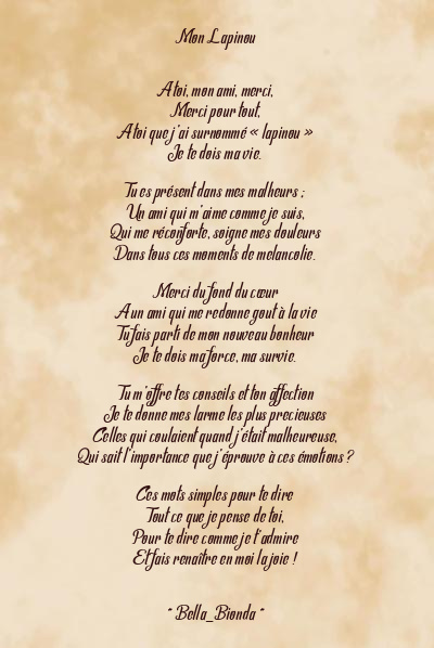 Le poème en image: Mon Lapinou