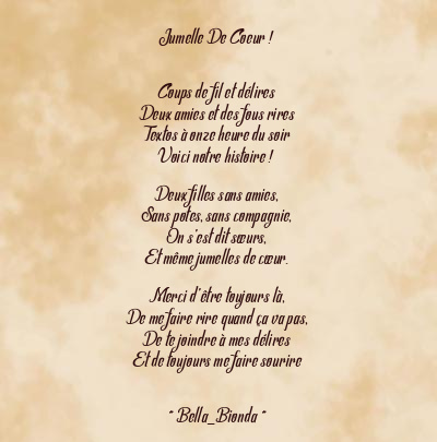 Le poème en image: Jumelle De Coeur !