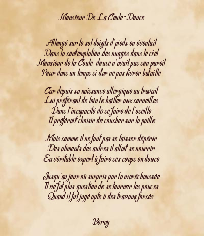 Le poème en image: Monsieur De La Coule-Douce