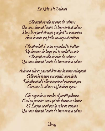 Le poème en image: La Robe De Velours