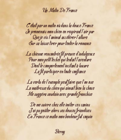 Le poème en image: Un Matin De France