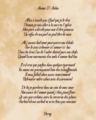 Le poème en image: Amour D’antan