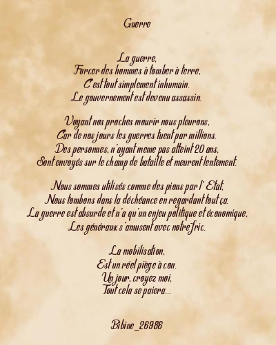 Le poème en image: Guerre