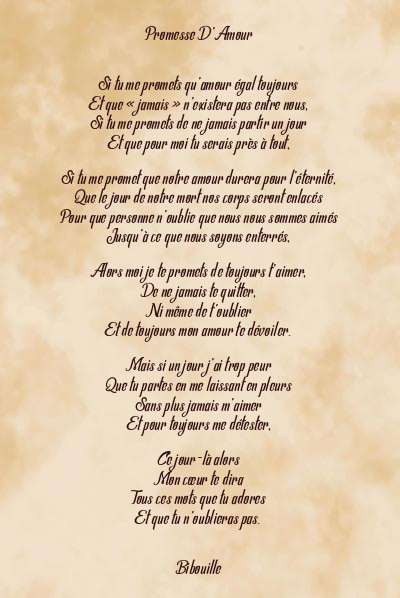 Le poème en image: Promesse D’amour