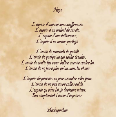 Le poème en image: Hope