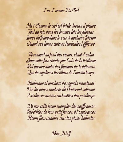Le poème en image: Les Larmes Du Ciel