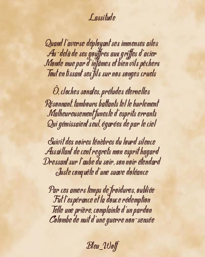 Le poème en image: Lassitude