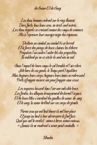Le poème en image: De Sueur Et De Sang.