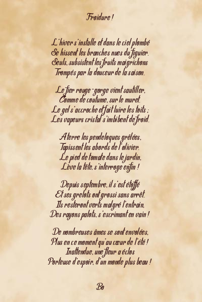 Le poème en image: Froidure !