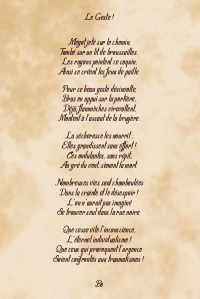 Le poème en image: Le Geste !