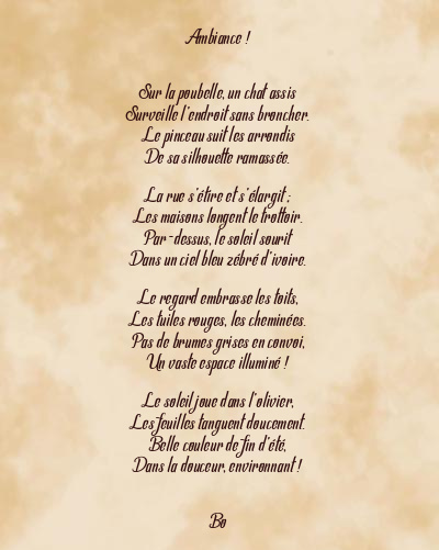 Le poème en image: Ambiance !