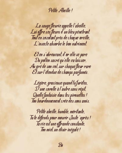 Le poème en image: Petite Abeille !