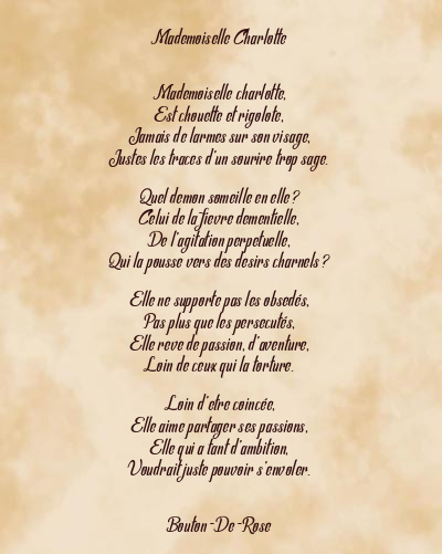 Le poème en image: Mademoiselle Charlotte