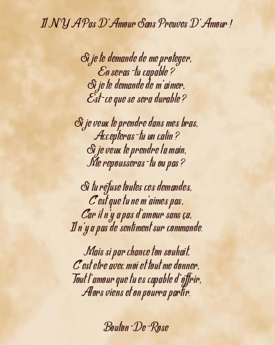 Le poème en image: Il N’y A Pas D’amour Sans Preuves D’amour !