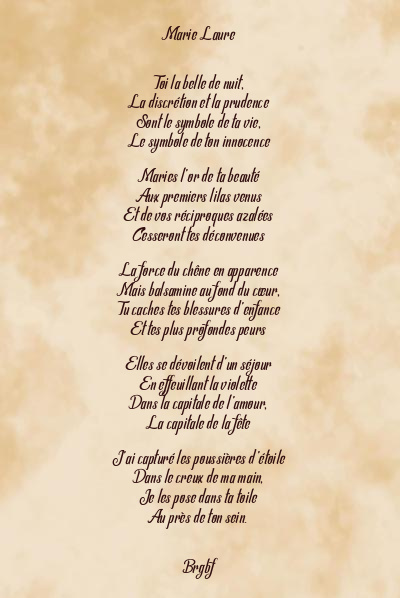Le poème en image: Marie Laure