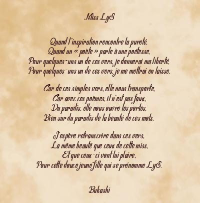 Le poème en image: Miss Lys