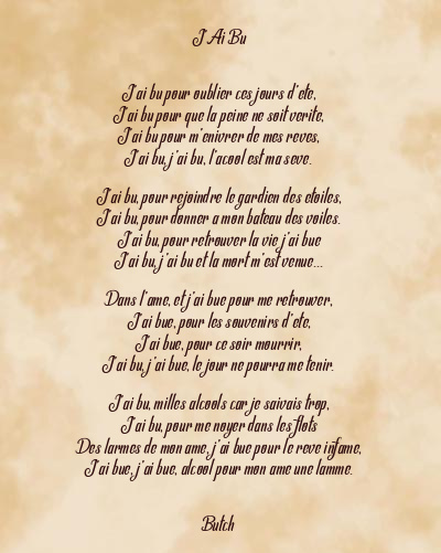 Le poème en image: J’ai Bu