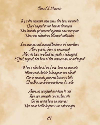 Le poème en image: Bons Et Mauvais