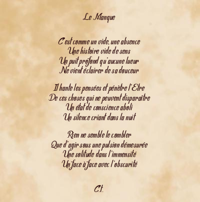 Le poème en image: Le Manque