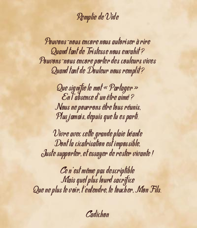 Le poème en image: Remplie De Vide