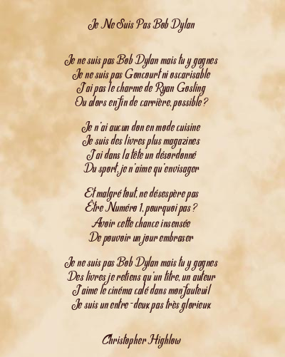 Le poème en image: Je Ne Suis Pas Bob Dylan