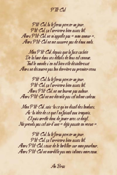 Le poème en image: P’tit-Cul