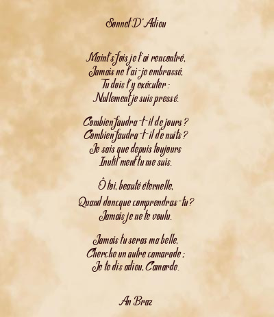 Le poème en image: Sonnet D’adieu